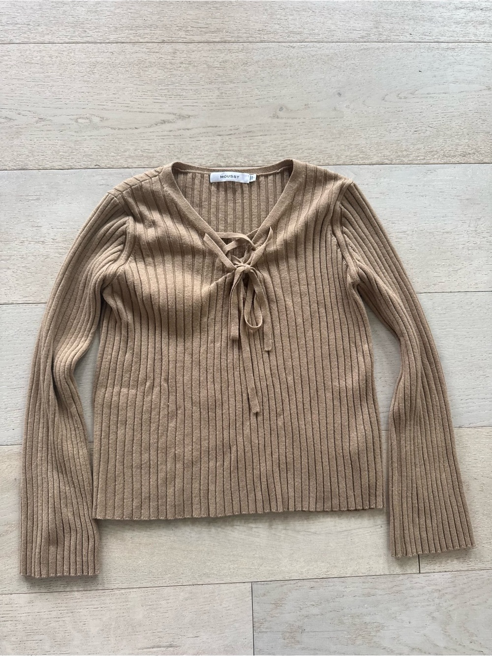MOUSSY RIBBED SWEATER knit lace upTop